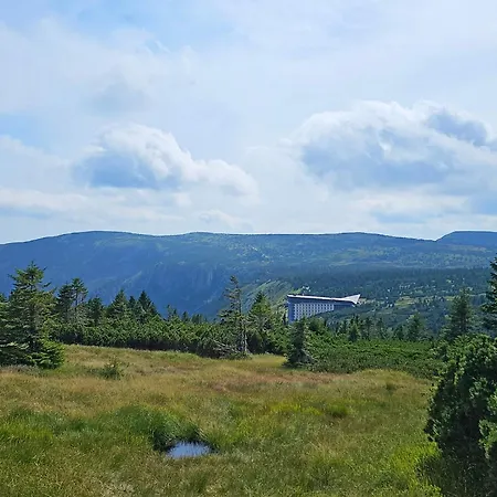 Lejlighed Enjoyharrachov - Atraktivni Slunny Klimatizovany 24 V Centru Harrachova S Velkou Terasou, Saunou, Parkovanim, Wifi-wlan, Sat, Herni Konzoli, Netflix Zdarma A Moznosti Dobijeni Auta Jen 150m Od Lanovky Harrachov